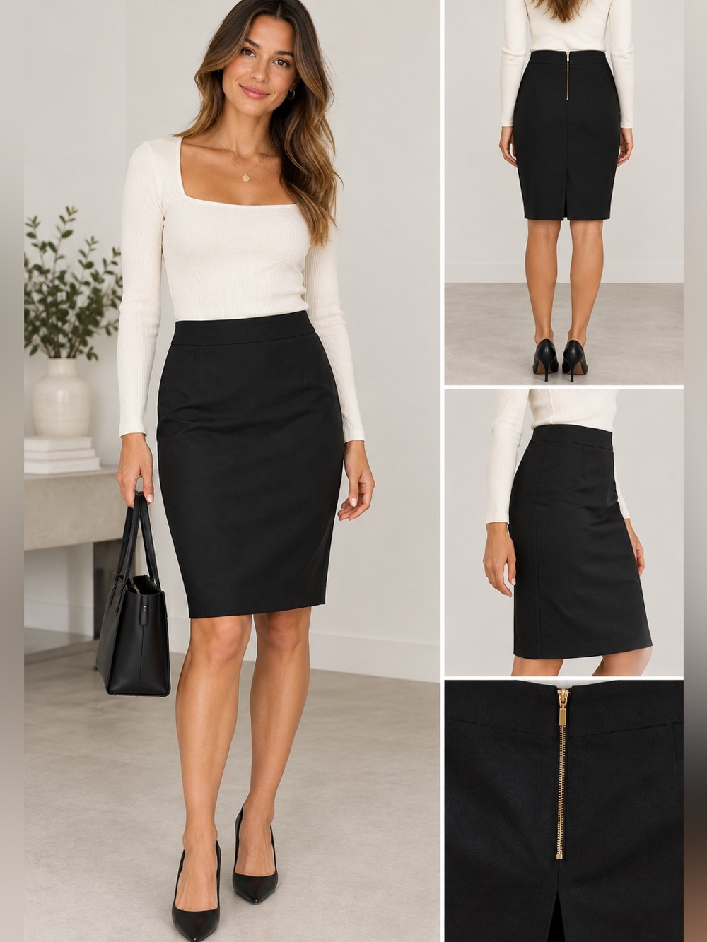 Tahari Black Pencil Skirt - Tailored Office Essential
